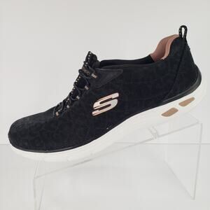 Skechers Womens Summits Sz 11 Shoes Black Leopard Print Walking Running Slip On